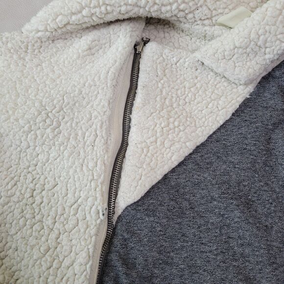 Abercrombie & Fitch Gray Moto Jacket Coat Womens Small Bomber Fleece - Picture 6 of 13